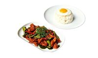 Stir Fry Red Chilli Pork Rice from Soup & Grain