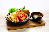 Bún Noodle with Softshell Crab & Fried Spring Rolls from So Pho